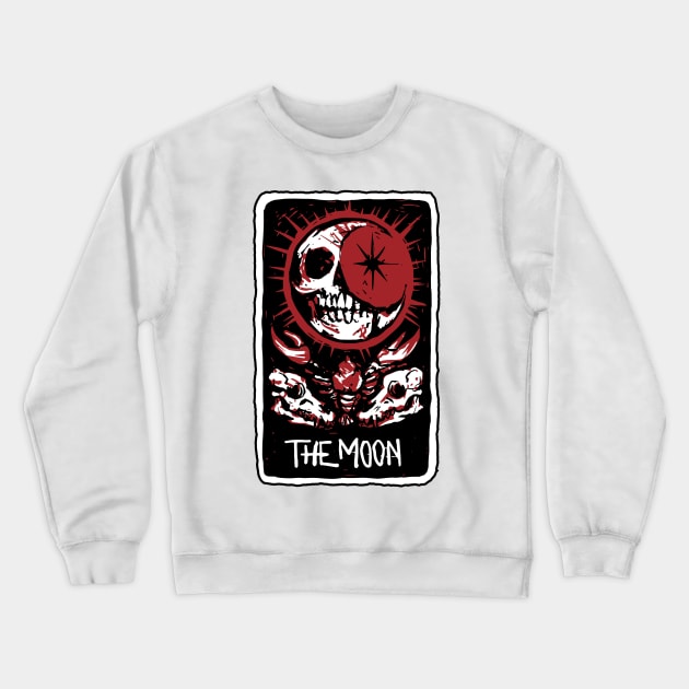 The Moon Blood Red Skeleton Skull Tarot Card Crewneck Sweatshirt by star trek fanart and more